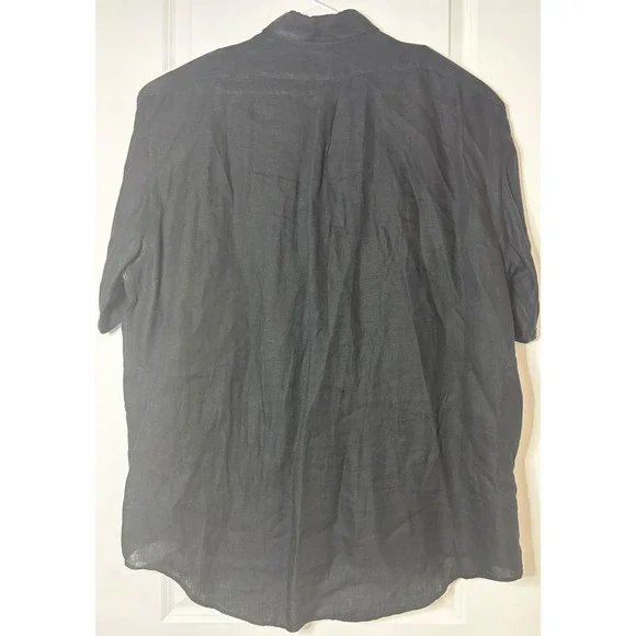 Ralph Lauren Blake Shirt Mens XL Black 100% Linen Short Sleeve Herringbone Pony - Picture 5 of 5